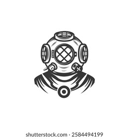 black old diving helmet logo