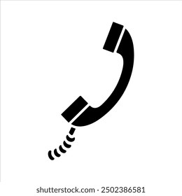 Auricular viejo negro con diseño de Ilustración vectorial de silueta de icono de alambre sobre fondo blanco.