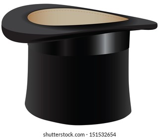 Black old hat - the cylinder. Vector illustration.