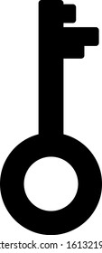 Black Old key icon isolated on white background.  Vector Illustration