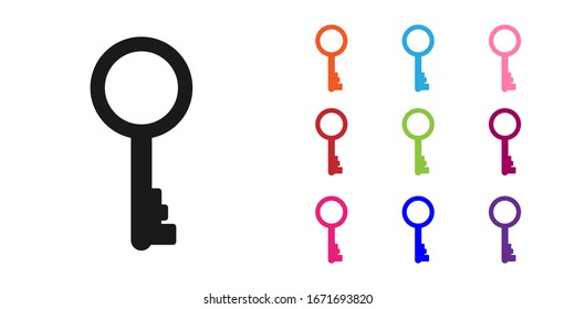 Black Old key icon isolated on white background. Set icons colorful. Vector Illustration