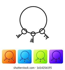 Black Old keys icon isolated on white background. Set icons in color square buttons. Vector Illustration