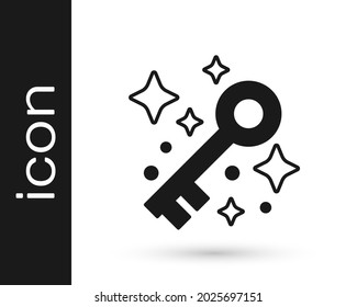 Black Old magic key icon isolated on white background.  Vector