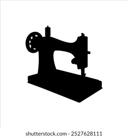 Black old sewing machine silhouette vector illustration design on white background.