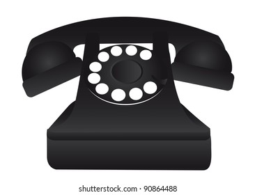 black old telephone isolated over white background vector illustration