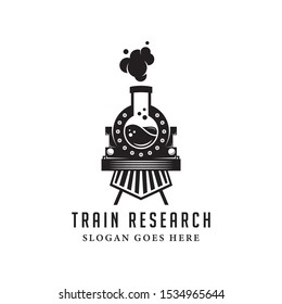 black old train laboratory logo design template. retro and vintage style 