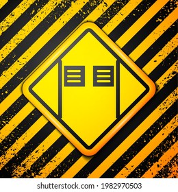 Black Old western swinging saloon door icon isolated on yellow background. Warning sign. Vector Illustration