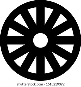 Black Old wooden wheel icon isolated on white background.  Vector Illustration
