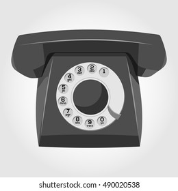 Black old-fashioned phone. Flat design style