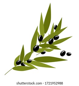 Black olive branch, isolated vector illustration, menu item.