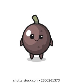 black olive cartoon with an arrogant expression , cute style design for t shirt, sticker, logo element