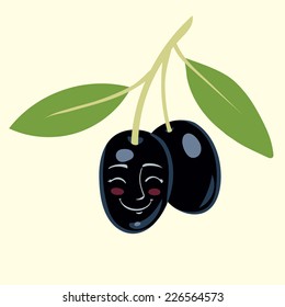 Black olive cartoon vector illustration