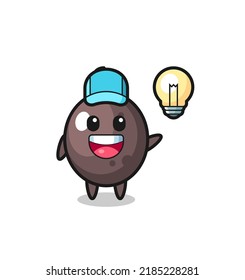 black olive character cartoon getting the idea , cute style design for t shirt, sticker, logo element