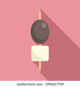 Black olive cheese icon. Flat illustration of Black olive cheese vector icon for web design