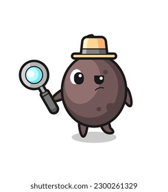 black olive detective character is analyzing a case , cute style design for t shirt, sticker, logo element