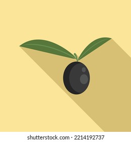 Vector plano de icono de oliva negra. Petróleo verde. Aceite de comida