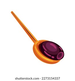 black olive in spoon icon white background