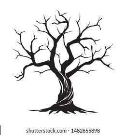 Black Olive Tree on white background. Vector Illustration and concept pictogram. Plant in garden.