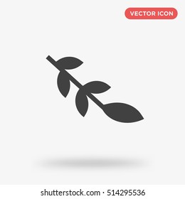 Black olive wood with leaves vector icon on gray background 