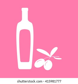 Black olives branch with olive oil bottle sign