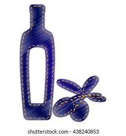 Black olives branch with olive oil bottle sign