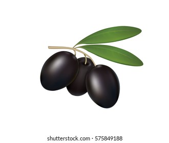 Black olives on white background