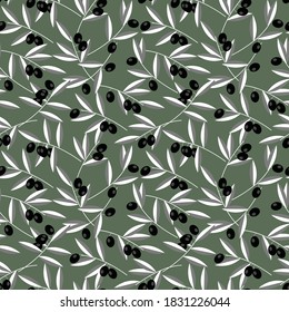 Black olives seamless pattern vector design