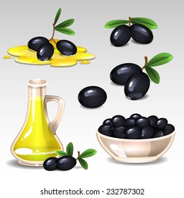 Black olives set