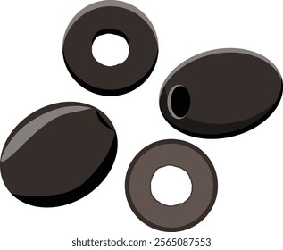  Black Olives and slices top view.