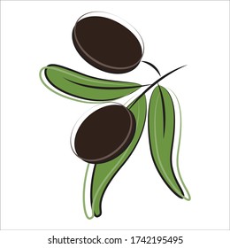 Black olives in vector on a white background