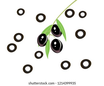 Black olives vector. Pizza ingredients vector design