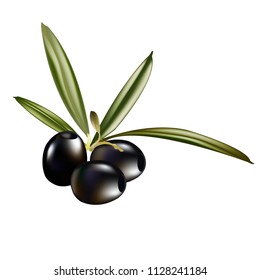 Black olives without pits with leaves.