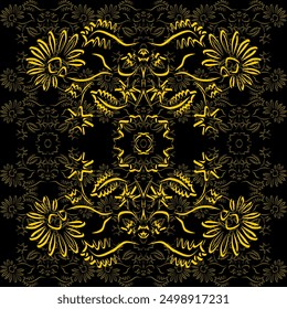 black ombre flower batik golden line art brush stroke abstract seamless geometric graphic watercolor pastel  artwork deoration vector ethnic simple template wallpaper print fabric pattern doodle 

