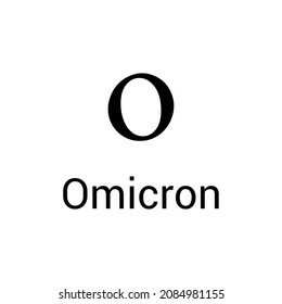 Black omicron symbol icon with name. greek alphabet letter