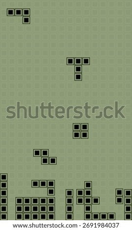 Black on grey brick retro game, playing tetris on a two color background