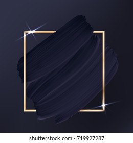 Black on black Luxury elegant vector texture background. Vector paint brush smear isolated on dark.