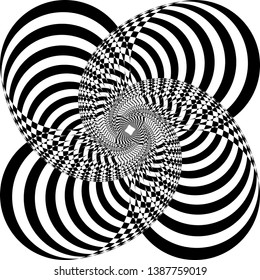 black on transparent background abstract arabesque intersections four circle spyral designer graphic