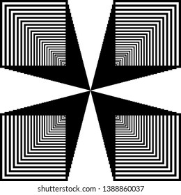 black on transparent background abstract arabesque four legs tower structure designer graphic
