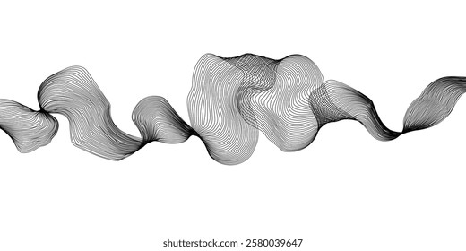 Black on white Abstract flowing wave lines background. Design element for technology, science, modern concept.vector eps 10	