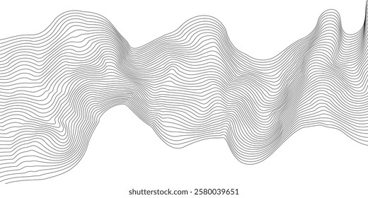 Black on white Abstract flowing wave lines background. Design element for technology, science, modern concept.vector eps 10	