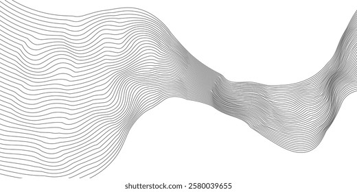 Black on white Abstract flowing wave lines background. Design element for technology, science, modern concept.vector eps 10	