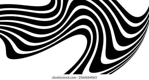 Black on white abstract geometric line stripes with 3d dimensional effect