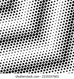 Black on white abstract halftone texture. Oversized dotted ornament. Contrast dotwork pattern. Monochrome halftone surface. Perforated retro abstraction. Polka dot texture card