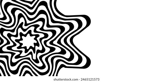 Black on white Abstract optical illusion line wave