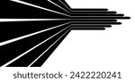 Black on white abstract perspective line stripes with 3d dimensional effect isolated on white.