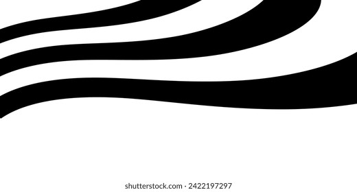 Black on white abstract perspective line stripes with 3d dimensional effect isolated on white.