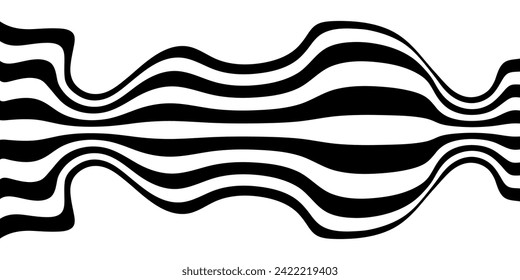 Schwarz auf weiß abstrakte Perspektive Linie Stripes mit 3D-Effekt einzeln auf weiß.