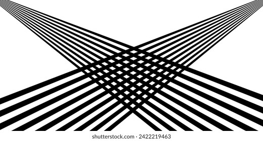 Schwarz auf weiß abstrakte Perspektive Linie Stripes mit 3D-Effekt einzeln auf weiß.