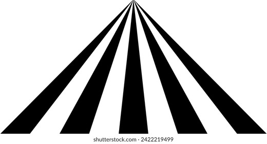 Black on white abstract perspective line wave stripes with 3d dimensional effect isolated on white.