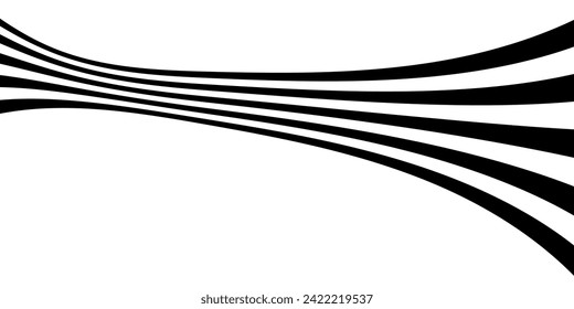 Tiras de onda de línea de perspectiva abstracta en blanco sobre blanco con efecto 3d dimensional aislado en blanco.